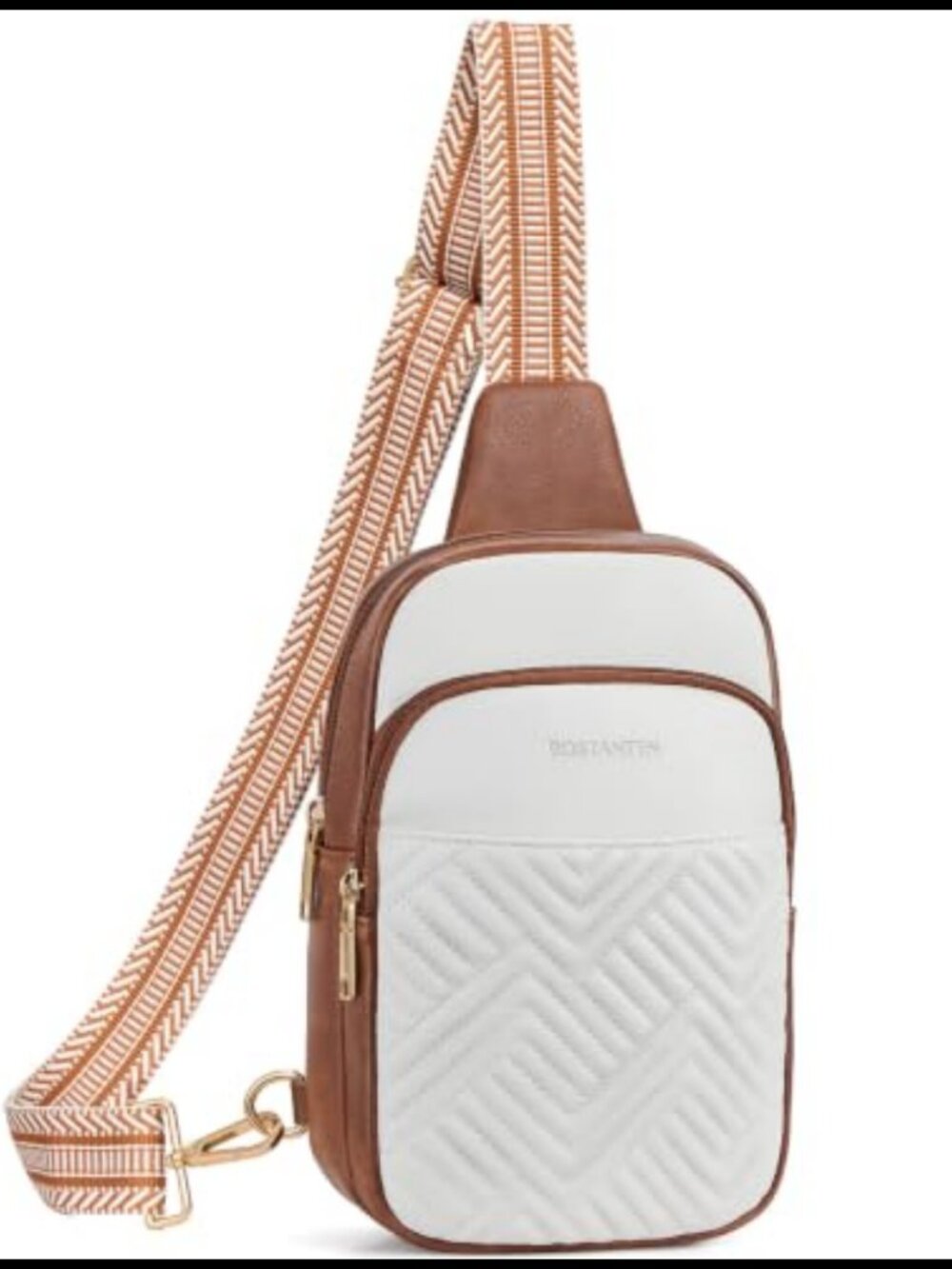 Quilted Vegan Leather Sling Bag Crossbody Adjustable Strap Large Capacity